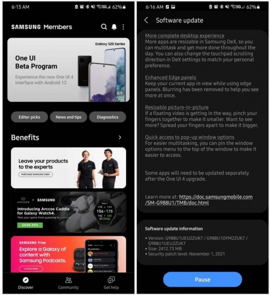 Samsung Galaxy S20 and Note20 lineup gets Android 12-based One UI 4.0 beta in the US