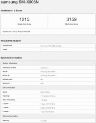 Geekbench results: Samsung Galaxy Tab S8 Ultra (SM-X906N)