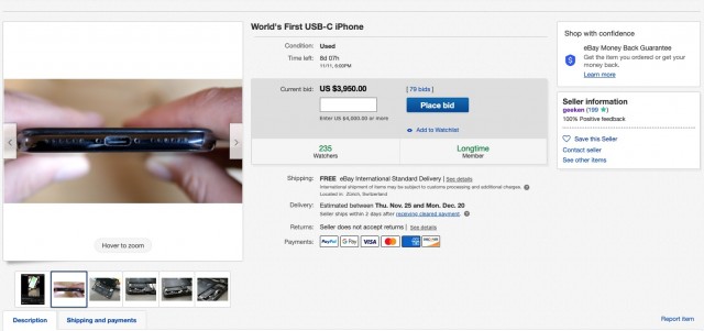 World's first USB-C iPhone listing on eBay