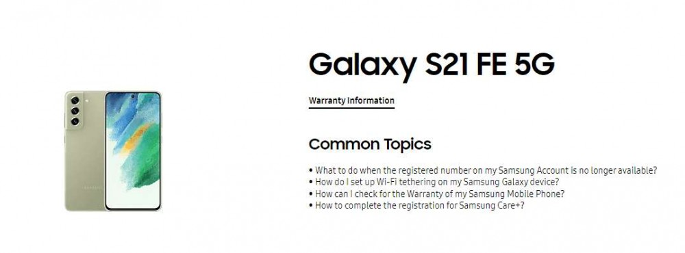 Samsung support page reveals Galaxy S21 FE 5G