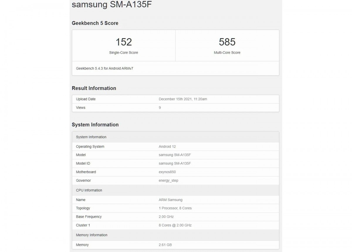 Samsung Galaxy A13 4G gets benchmarked with Exynos 850 chipset
