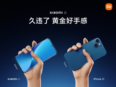 Comparação do tamanho Xiaomi 12 (imagem: Xiaomi)