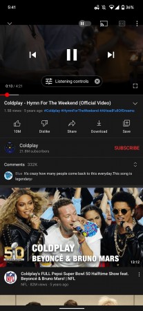 Listening controls on the YouTube app (Photos: 9to5Google)