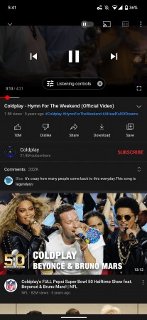 Listening controls on YouTube app (images: 9to5Google)