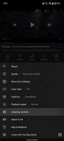 Listening controls on YouTube app (images: 9to5Google)
