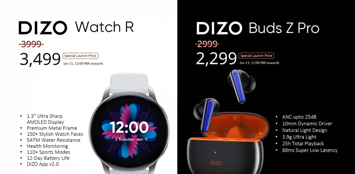 DIZO Watch R and Buds Z Pro announced