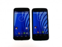 Moto G next to its flagship sibling, the Moto X