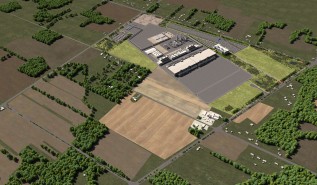 Aerial render of the plant site upon completion