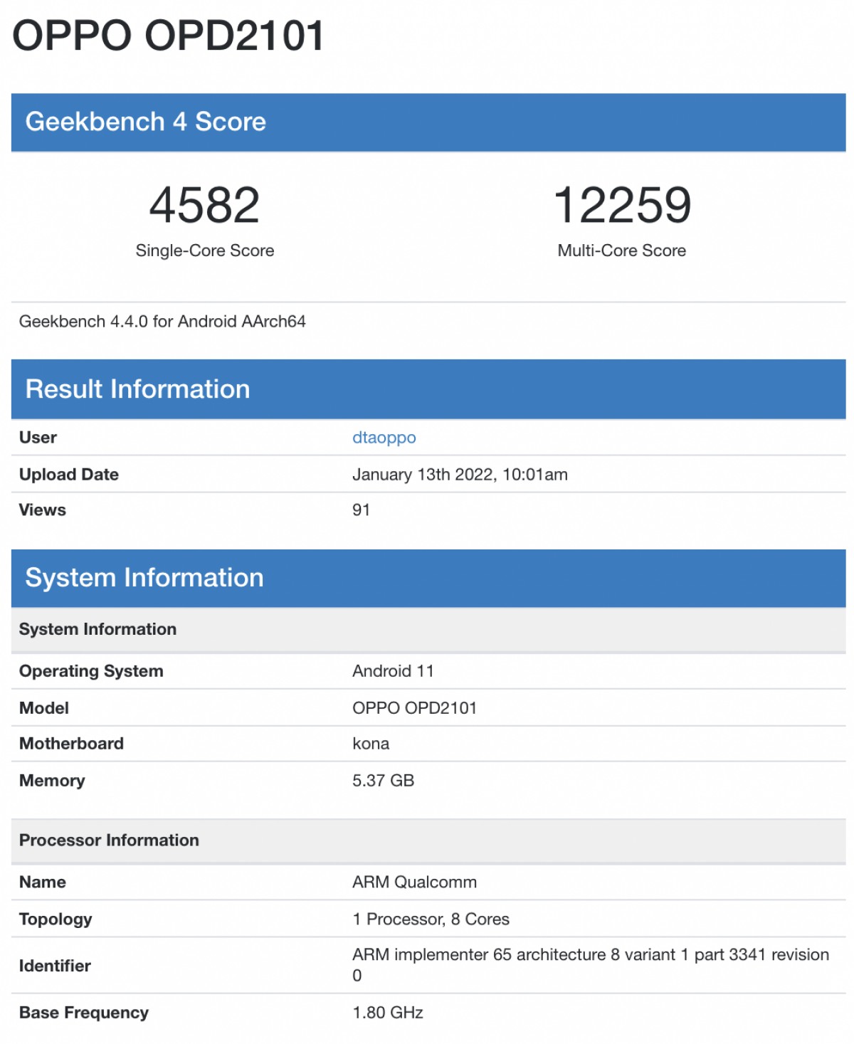 Oppo Pad benchmarked with Snapdragon 870 and 6GB RAM