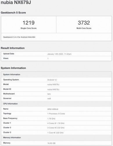 Red Magic 7 Geekbench scorecard