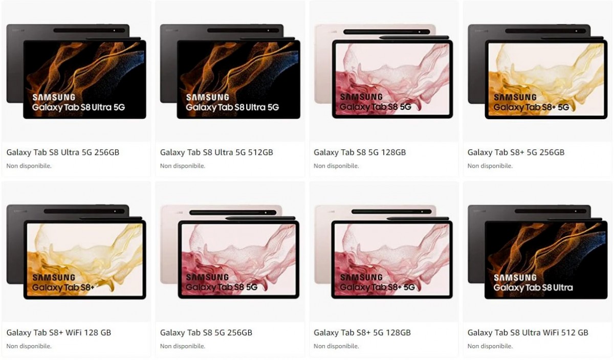 Samsung’s Galaxy Tab S8 lineup briefly appears on Amazon Italy revealing everything