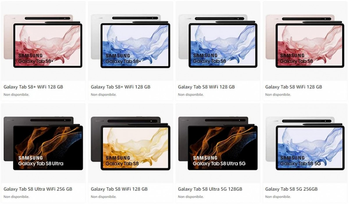 La gamme Samsung Galaxy Tab S8 apparaît brièvement sur Amazon Italie pour tout révéler