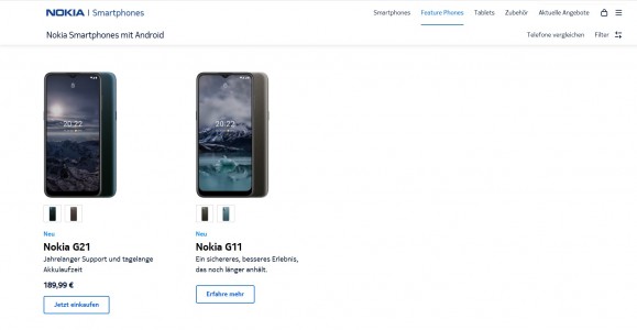 Nokia Germany's smartphone page is looking quite barren