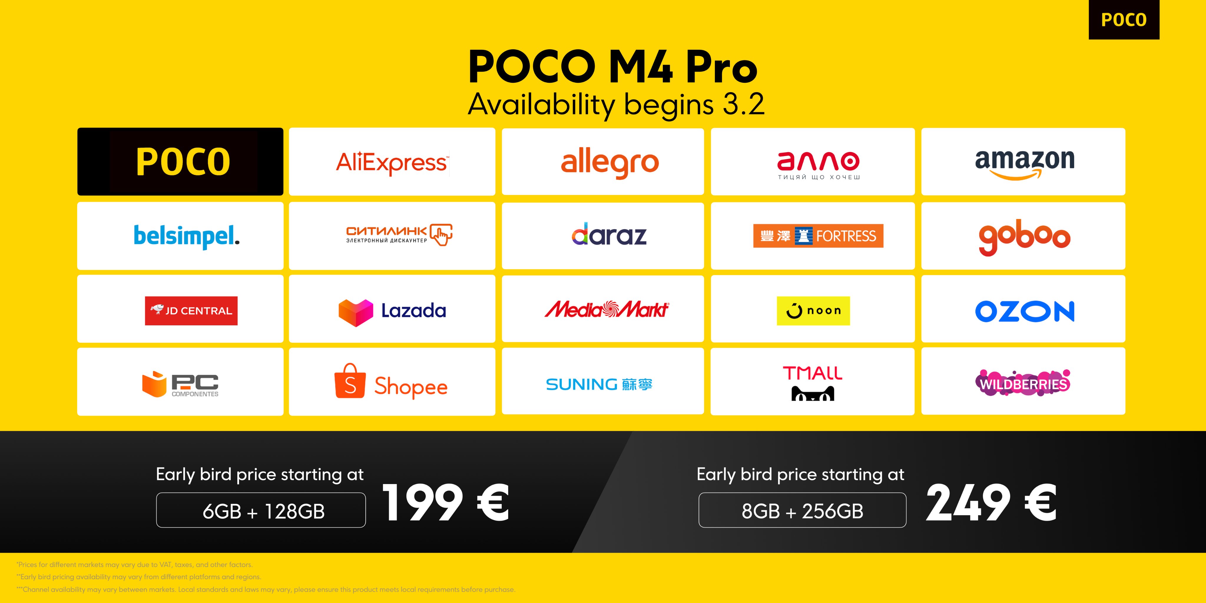 The Poco M4 Pro will become available on March 2 in these stores (with an early bird discount of €20)