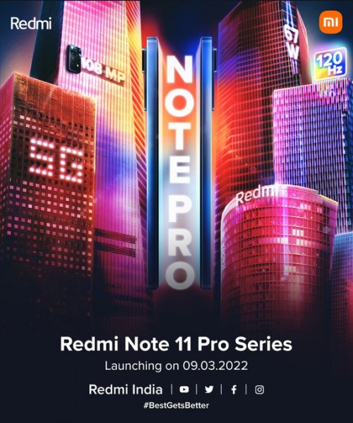 Lancement de Xiaomi Redmi Note 11 Pro, Note 11 Pro+ 5G en Inde le 9 mars