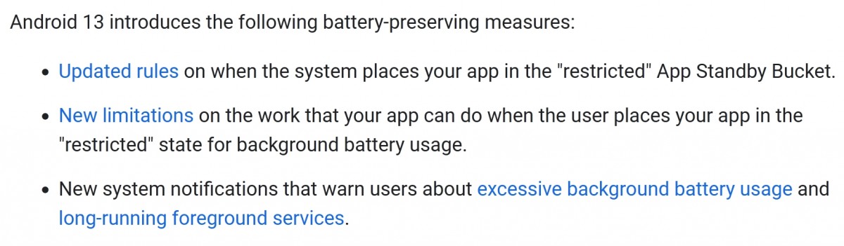 Android 13 will notify users of high app background battery usage using complex monitoring