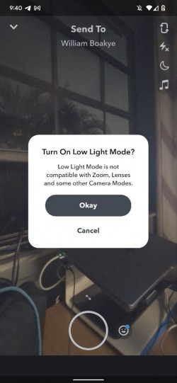 Low Light Mode only compatible with main camera