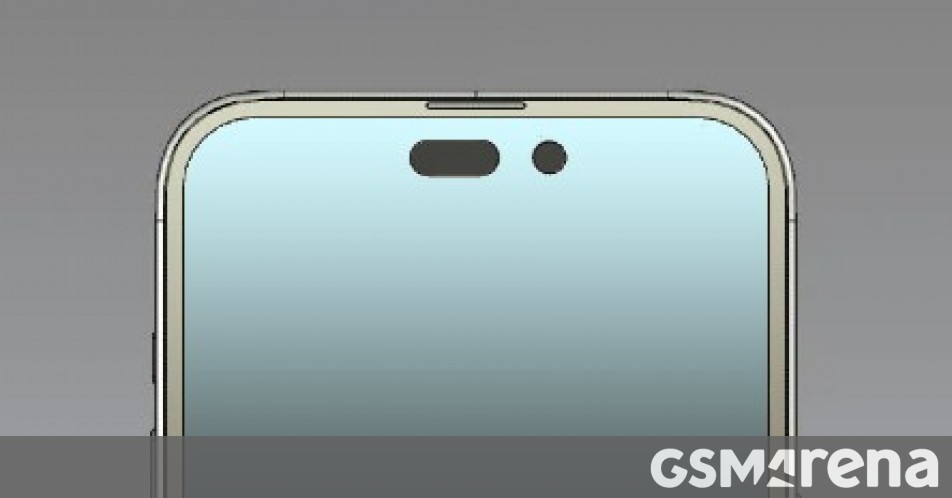 El iPhone 14 Pro se muestra en renders con un diseño de pastilla y orificio en lugar de una muesca