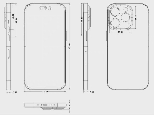 iPhone 14 Pro schematics reveal thicker body, two screen cutouts
