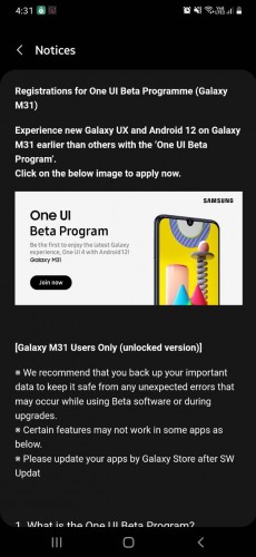 samsung m31 one ui 4