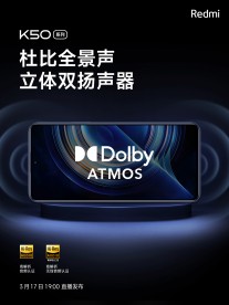 Dòng Redmi K50 sẽ có loa âm thanh nổi với các chứng nhận Dolby Atmos và Hi-Res Audio