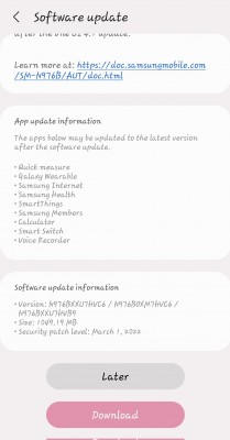 One UI 4.1 update for the Samsung Galaxy Note10+ 5G