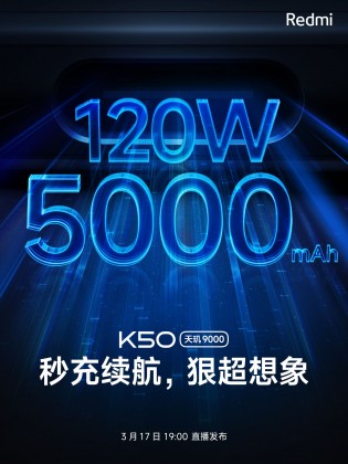 Xiaomi Redmi K50 series battery teasers