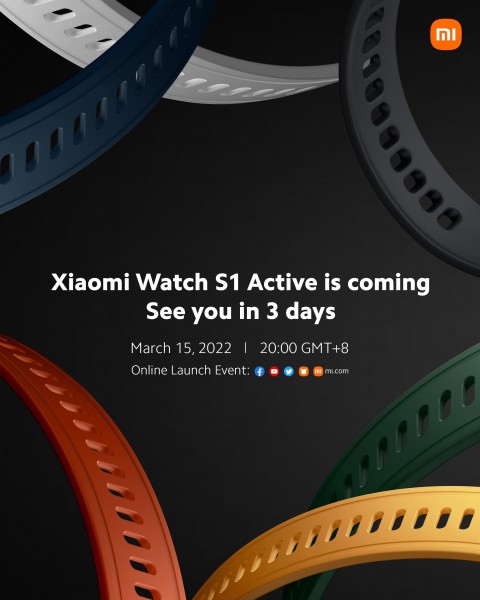 Xiaomi Watch S1 Active is arriving on March 15