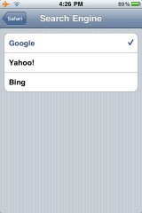 Choosing a default search engine
