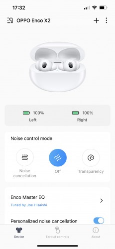 Oppo HeyMelody interface and Enco Master EQ modes