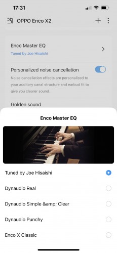 Interfaz Oppo HeyMelody y modos Enco Master EQ