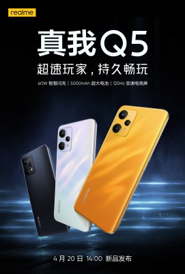 The Realme Q5 will have a 5,000 mAh battery with 60W fast charging