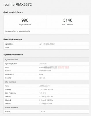 Realme Q5 Pro (RMX3372) with Snapdragon 870 runs Geekbench