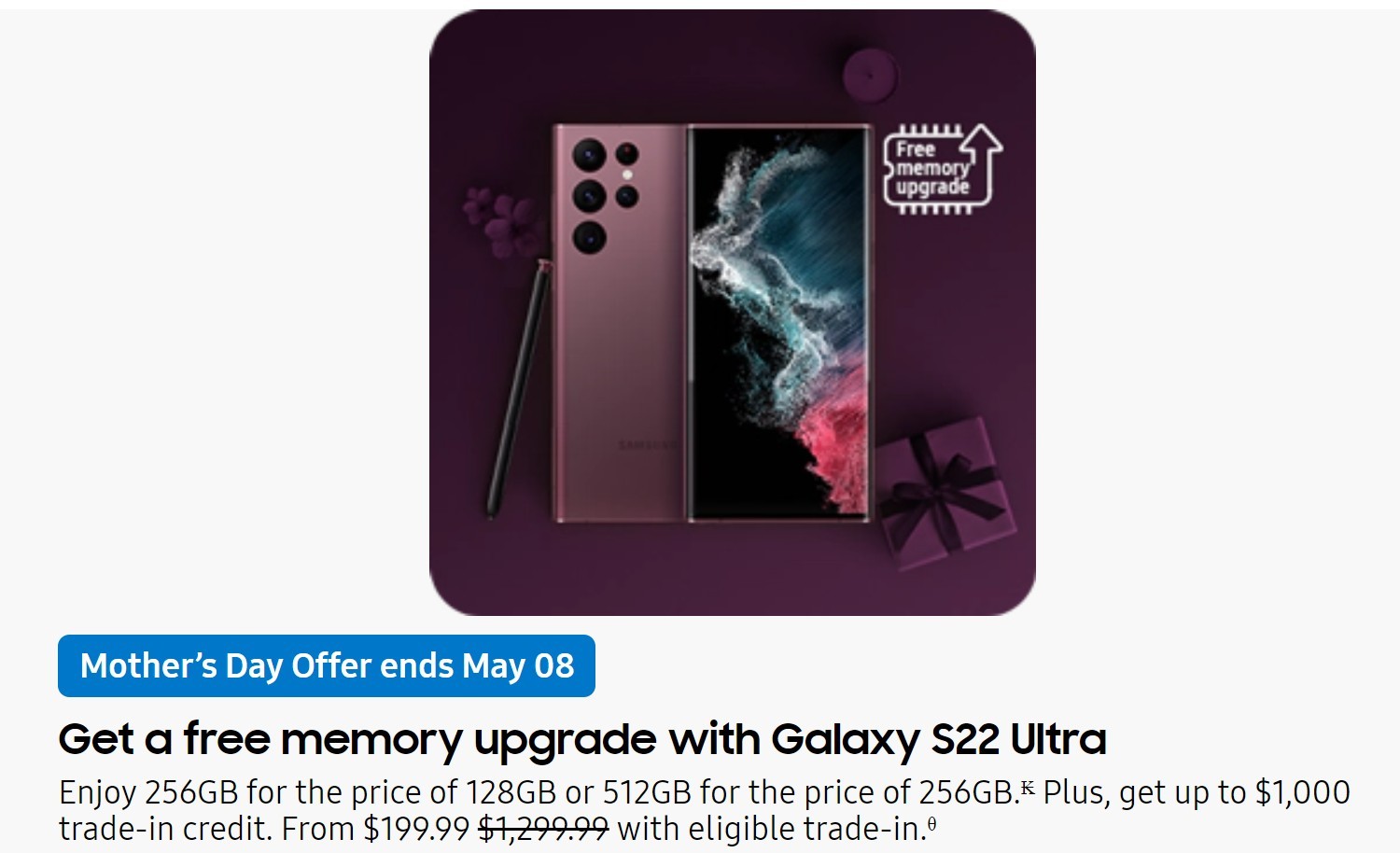 Samsung US deals for Mother's Day include free memory upgrades, Galaxy Buds and Watches