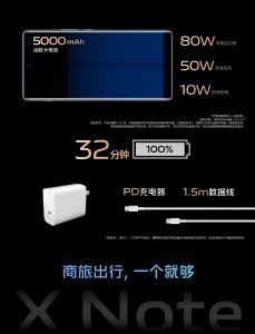 Vivo X Note có pin 5.000 mAh với sạc không dây 80W và 50W