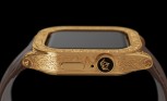 Closeups of Caviar's Apple Watch 7 Gold Moon