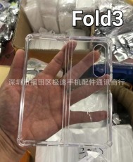 Galaxy Z Fold3 case (left) vs. Galaxy Z Fold4 leaked case (center, right)