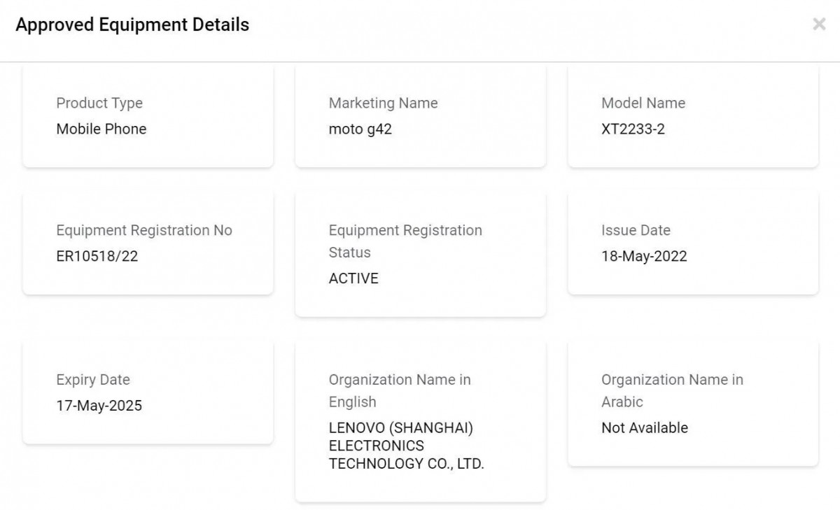 Motorola Moto G42 renders and certifications surface