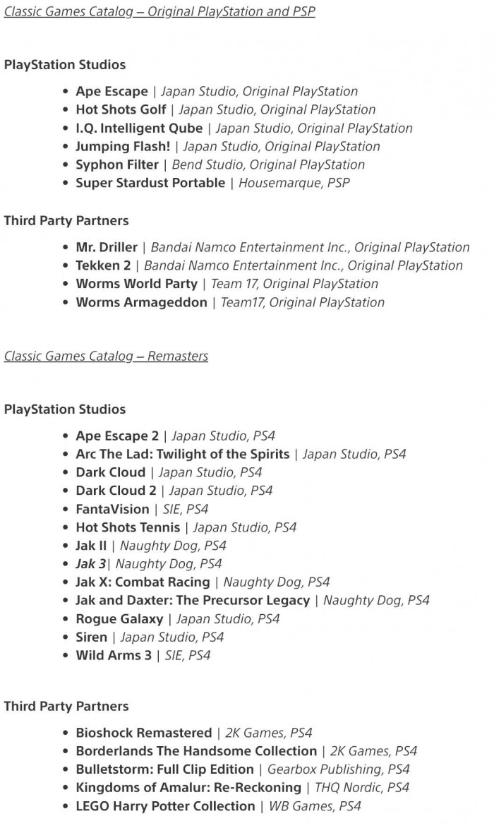 A comparison of availability of the new PS Plus game catalogs