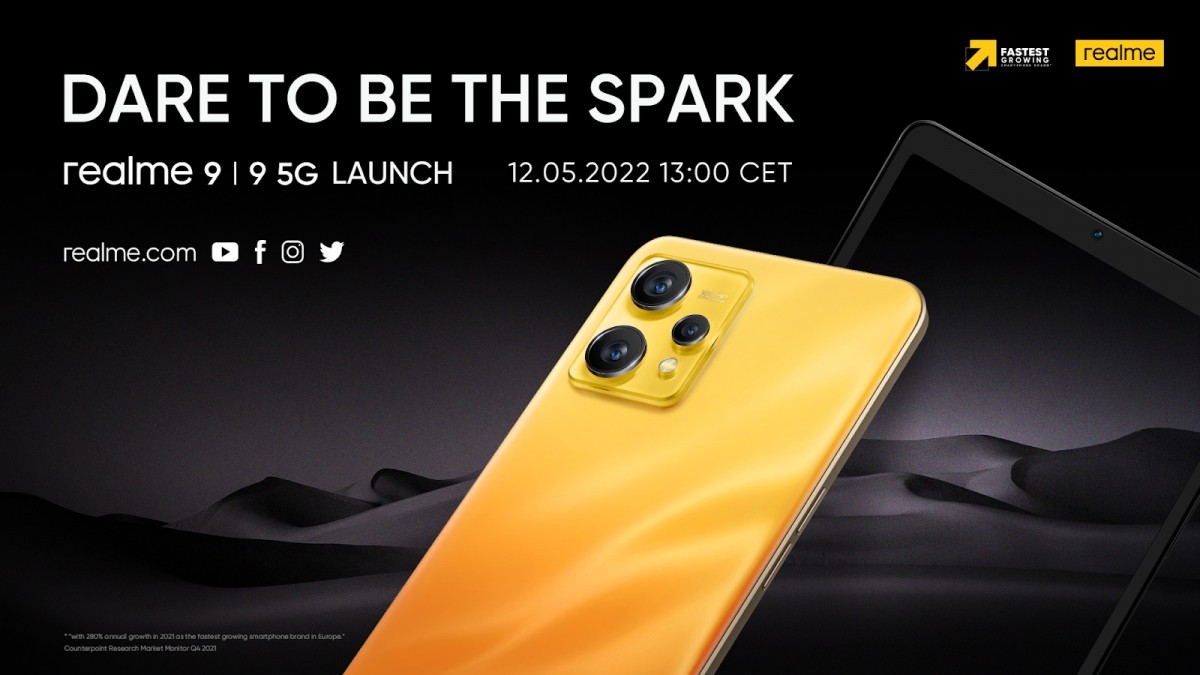 Realme 9 series and Pad Mini launching in Europe on May 12