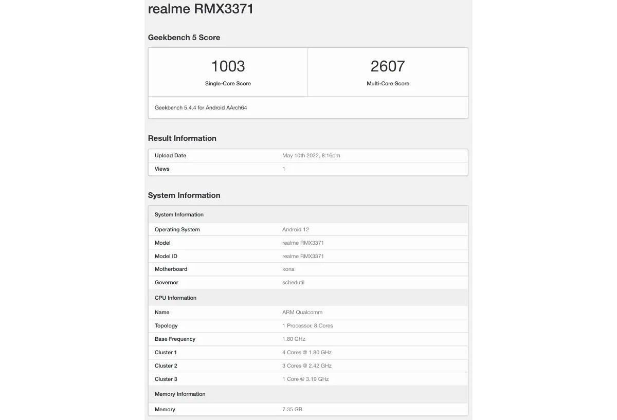 Realme GT Neo 3T shows up on Geekbench with Snapdragon 870