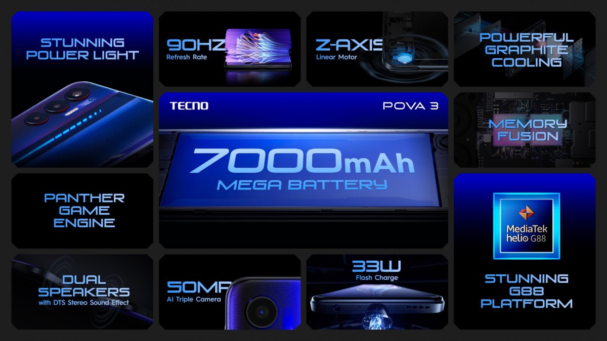 Tecno Pova 3 announced with 90Hz LCD and 7,000 mAh battery