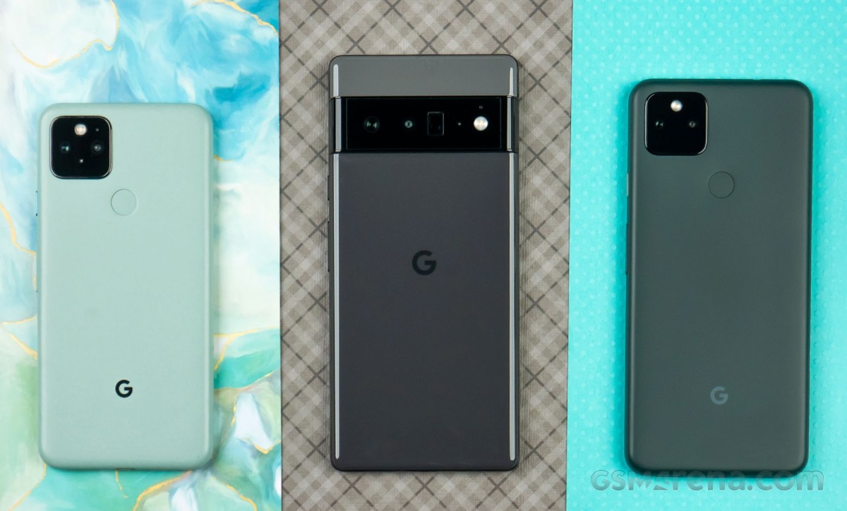 Google Pixel 5, Pixel 6 Pro, and Pixel 5a