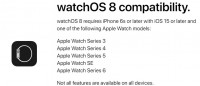 Compatibility lists for the older versions: watchOS 8