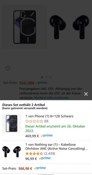 Nothing phone (1) on Amazon Germany