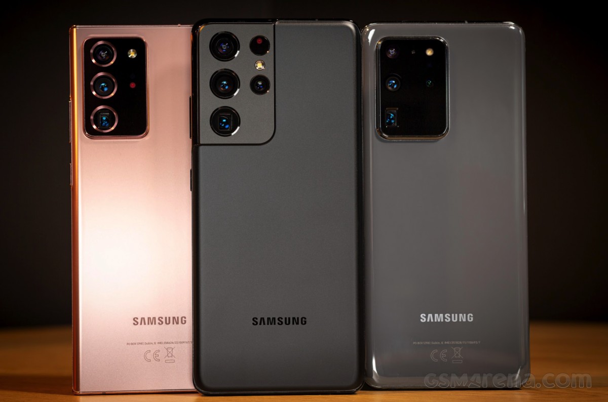 Samsung Galaxy Note20 Ultra, S21 Ultra, and S20 Ultra