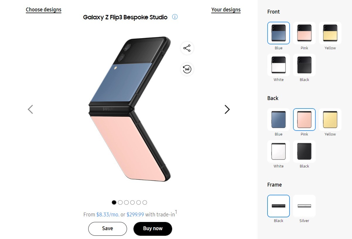 Samsung Galaxy Z Flip3 Bespoke Edition's customization tool