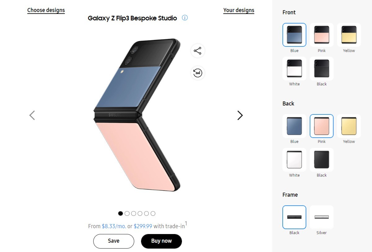 Samsung's Galaxy Z Flip 3 Bespoke Edition offers 49 possible color  combinations