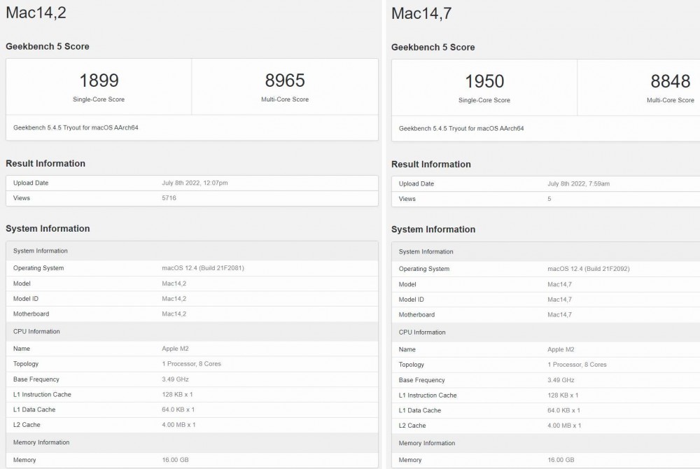 Apple MacBook Air brings its M2 silicon to Geekbench news