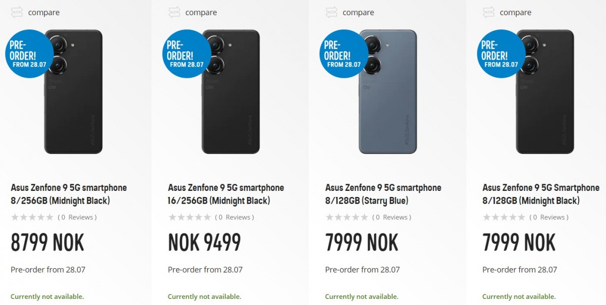 Asus Zenfone 9 leaks on Norwegian retailer, complete with specs, images and prices